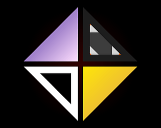 a purple, black, white, and yellow diamond